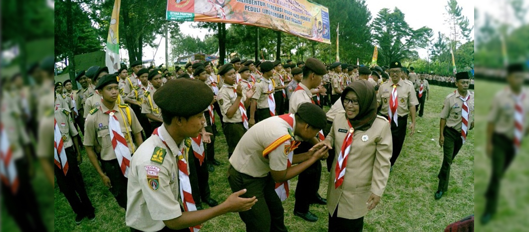 Wakil Bupati Tegal,Dra.Umi Azizah menghadiri Kegiatan Raimuna Cabang VIII Kwarcab Gerakan Pramuka Tegal (Foto : Nurhasan)